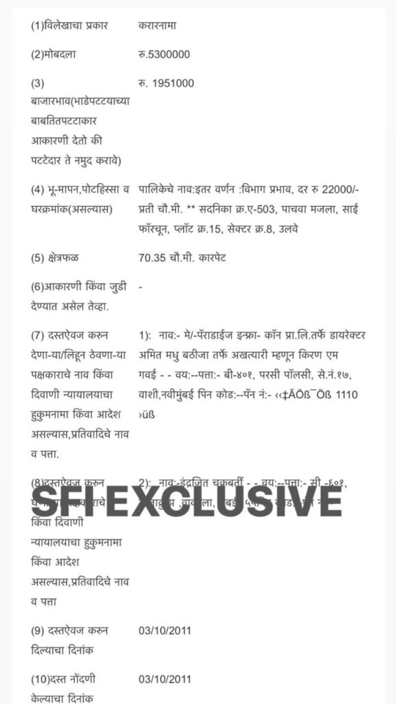 Documents of flat that was bought by Indrajit Chakraborty in 2011
