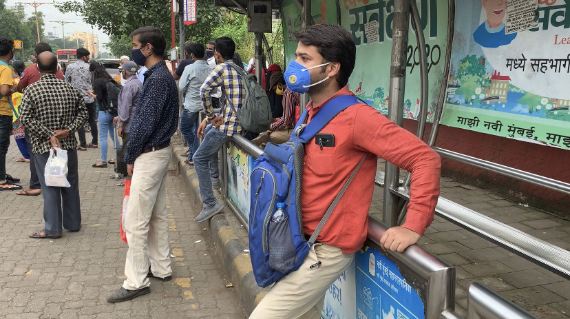 Kapil Khatri waiting for his next bus at Vashi 