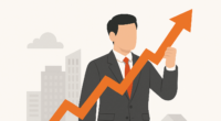A confident businessman holds a rising arrow symbolizing growth, with a city skyline in the background—illustrating real estate’s dominant share in AIF investments till 9M FY25.