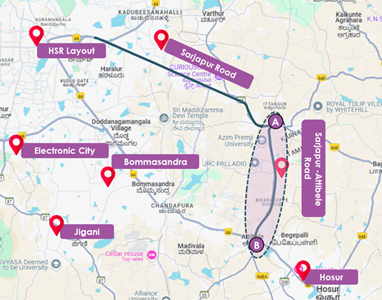 Sarjapur–Attibele Road is emerging as one of Bengaluru’s fastest-growing real estate corridors, with residential prices rising 71% between 2022 and 2025, outperforming the city’s overall housing market growth of 63%, according to ANAROCK Research.