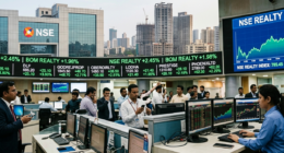 Realty stocks hold at 880 on August 21 as oil extends a six-day rally and the Hormuz joint statement stays unpublished. The week ends in a holding pattern.