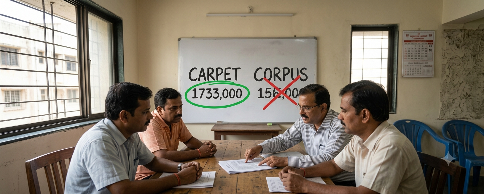 Maharashtra’s redevelopment order says the tender must freeze carpet or corpus, go in the newspapers, and seek at least three bids.