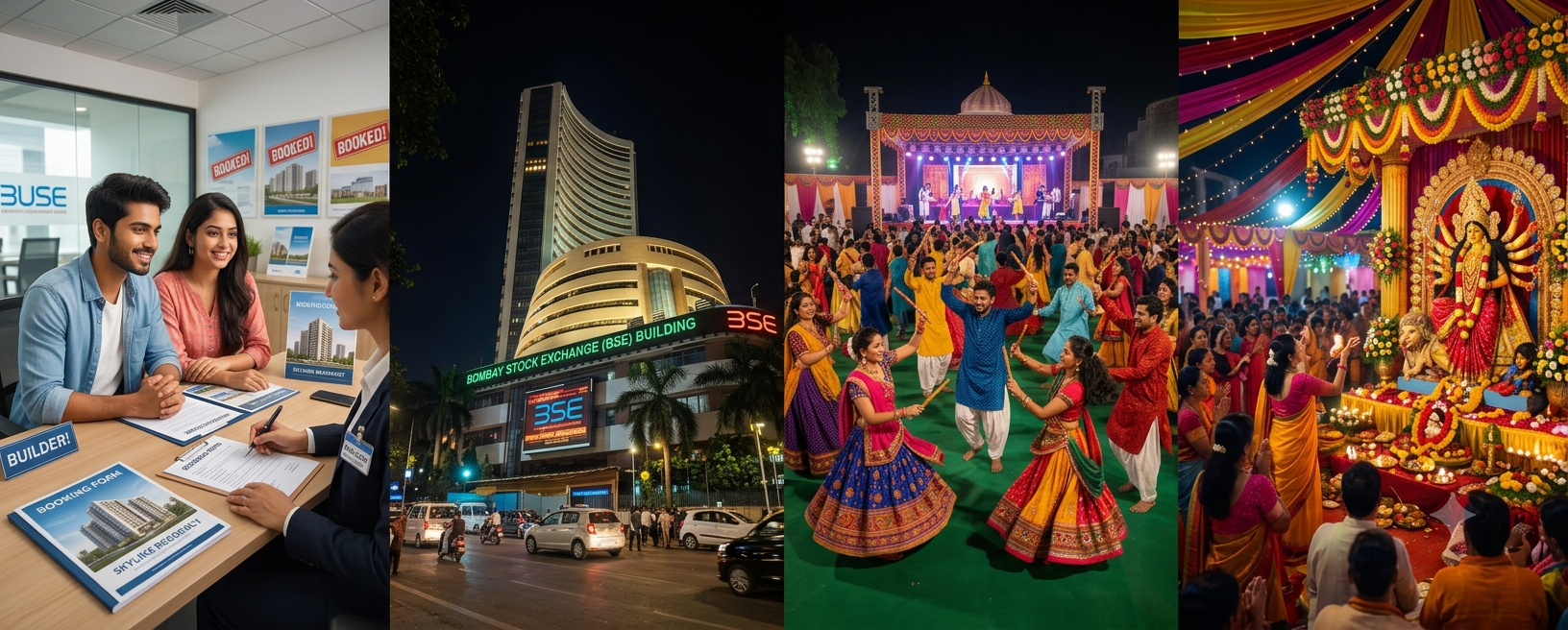 Realty stocks open cautiously Tuesday as India’s September CPI arrives today. Navratri bookings build while crude eases — the rate outlook is today’s call.